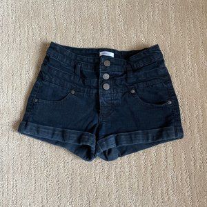High Waisted Jean Shorts- Black